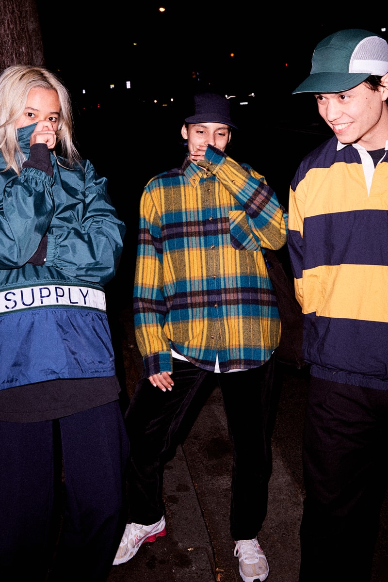 Supply Fall Winter 2019 collection Lookbook skate wear Flannels Hoodies Shirts Tees Hats Rugs Black Yellow Pink Blue Green White