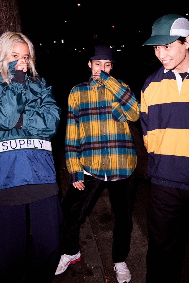 Supply Fall Winter 2019 collection Lookbook skate wear Flannels Hoodies Shirts Tees Hats Rugs Black Yellow Pink Blue Green White