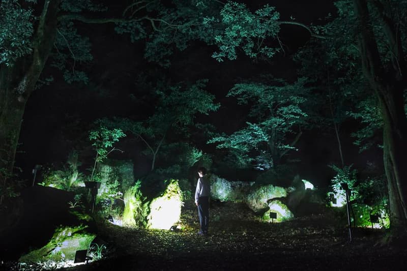 teamLab Mifuneyama Rakuen Park Immersive Exhibition A Forest Where Gods Live humans nature interactions Floating Resonating Lamps Drawing on the Water Surface Created by the Dance of Koi and Boats Ever Blossoming Life Rock Universe of Water Particles on a Sacred Rock The Floating Tree