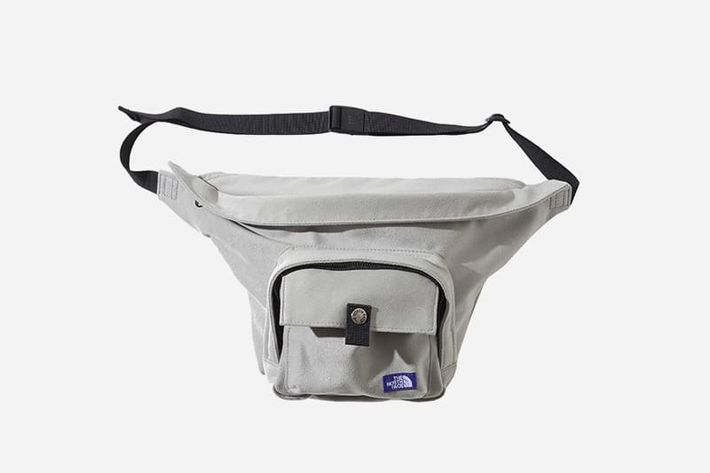 The North Face Purple Label Suede Waist Bags Beige Light Navy Black Ballistic Nylon ripstop fabric microfibre leather purple patch logo sewn branding pocket metal button 