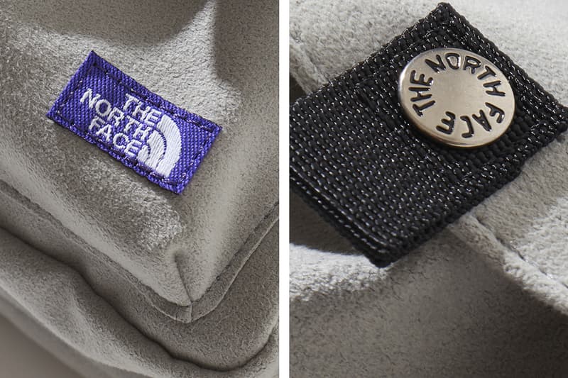 The North Face Purple Label Suede Waist Bags Beige Light Navy Black Ballistic Nylon ripstop fabric microfibre leather purple patch logo sewn branding pocket metal button 