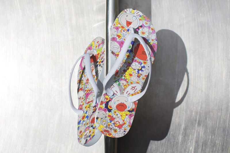 TIDAL New York Takashi Murakami Flip Flops White Red Pink Blue Yellow Green 