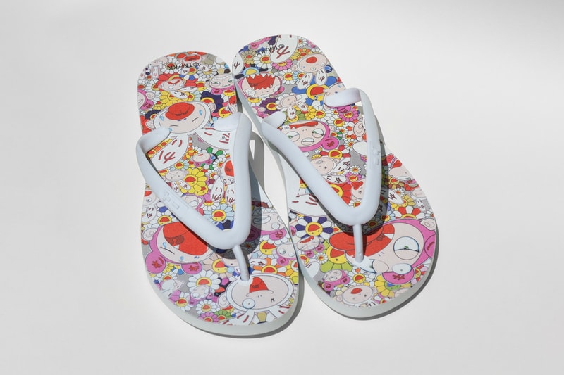 TIDAL New York Takashi Murakami Flip Flops White Red Pink Blue Yellow Green 
