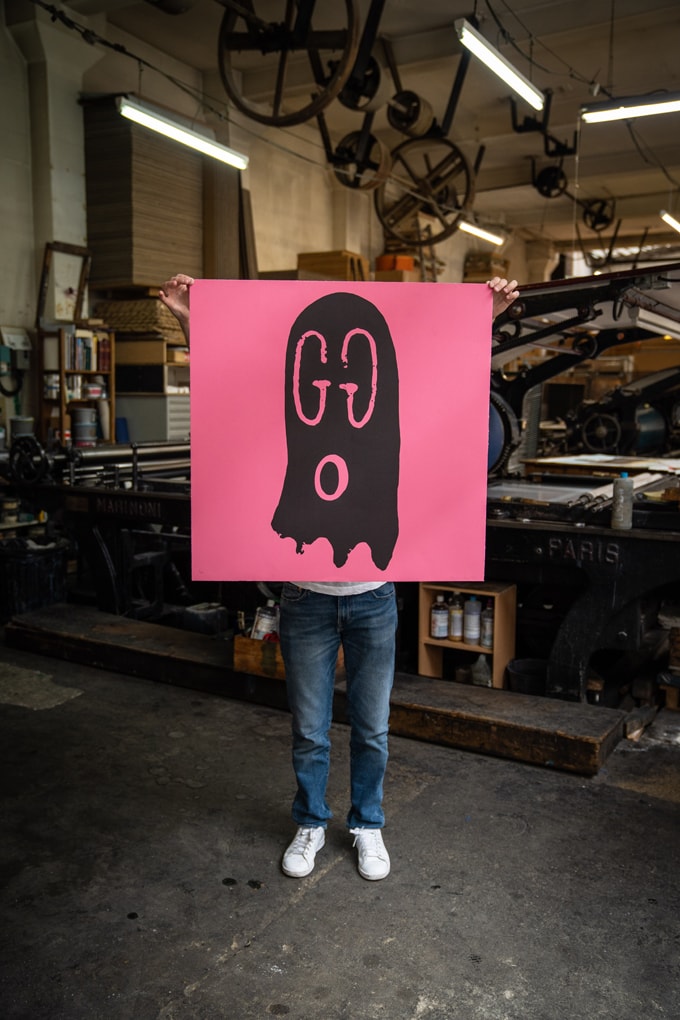 Trevor Andrew "Original Gucci Ghost" Lithographs Pink Blue Red Yellow Ghosts Canadian Artist 'Punch' 2nd Edition Jeffrey Deitch Los Angeles