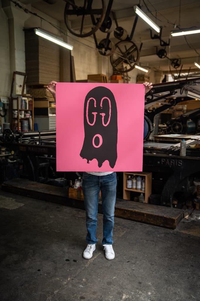 Trevor Andrew "Original Gucci Ghost" Lithographs Pink Blue Red Yellow Ghosts Canadian Artist 'Punch' 2nd Edition Jeffrey Deitch Los Angeles