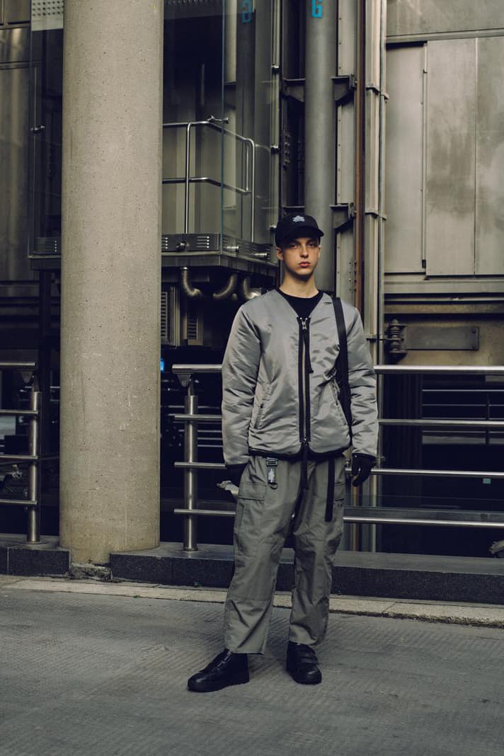 uniform experiment Fall/Winter 2019 Lookbook Jackets Vests Long Sleeves Sweatshirts Hoodies Hats Gray Black White Red Brown