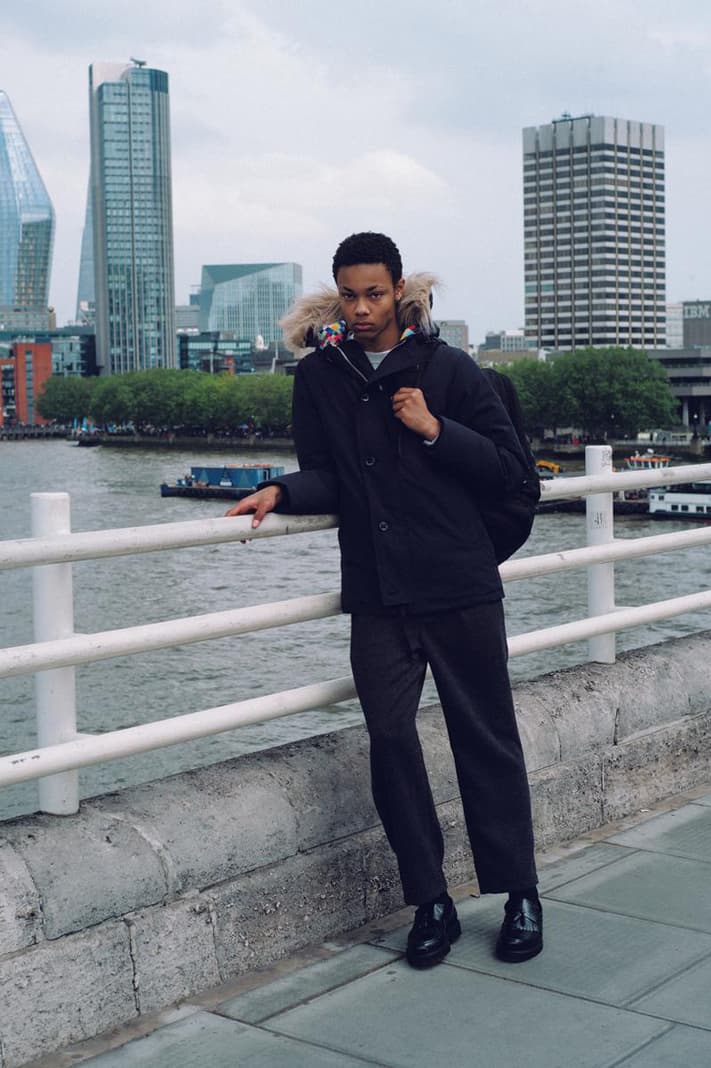 uniform experiment Fall/Winter 2019 Lookbook Jackets Vests Long Sleeves Sweatshirts Hoodies Hats Gray Black White Red Brown