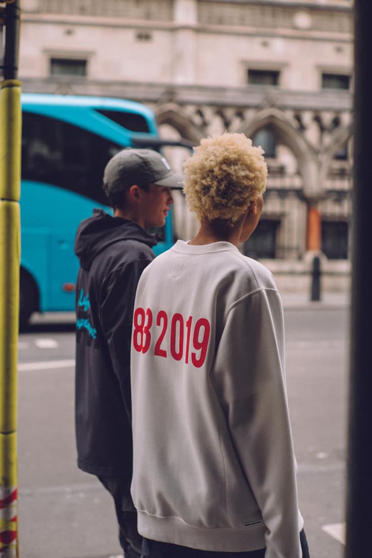 uniform experiment Fall/Winter 2019 Lookbook Jackets Vests Long Sleeves Sweatshirts Hoodies Hats Gray Black White Red Brown