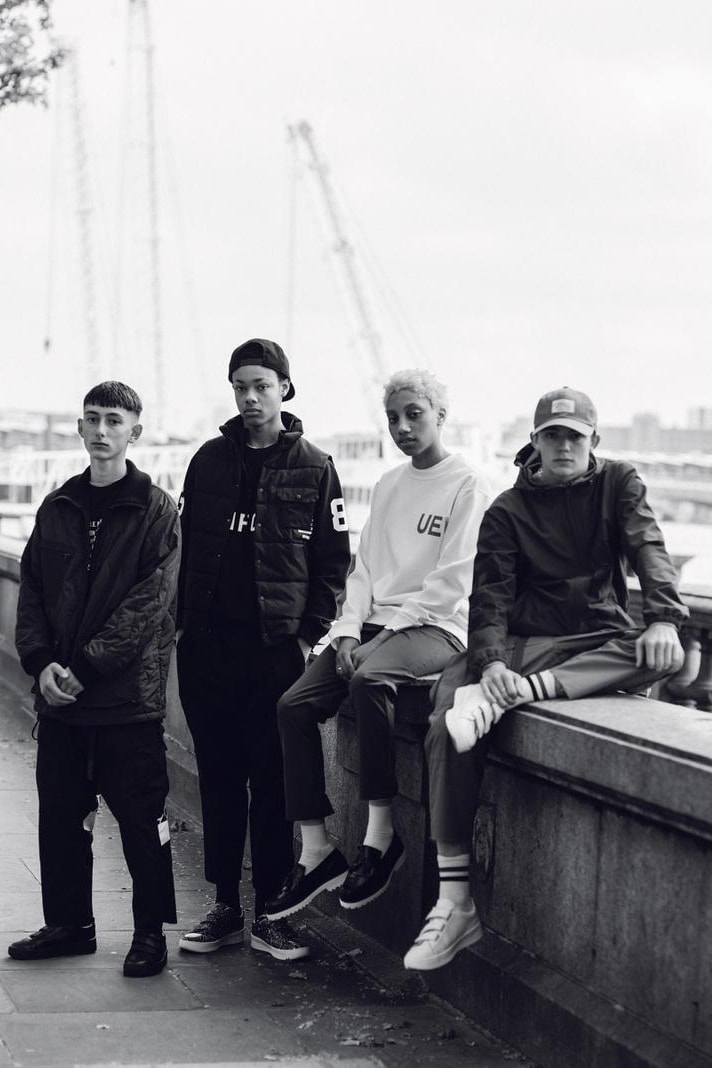 uniform experiment Fall/Winter 2019 Lookbook Jackets Vests Long Sleeves Sweatshirts Hoodies Hats Gray Black White Red Brown