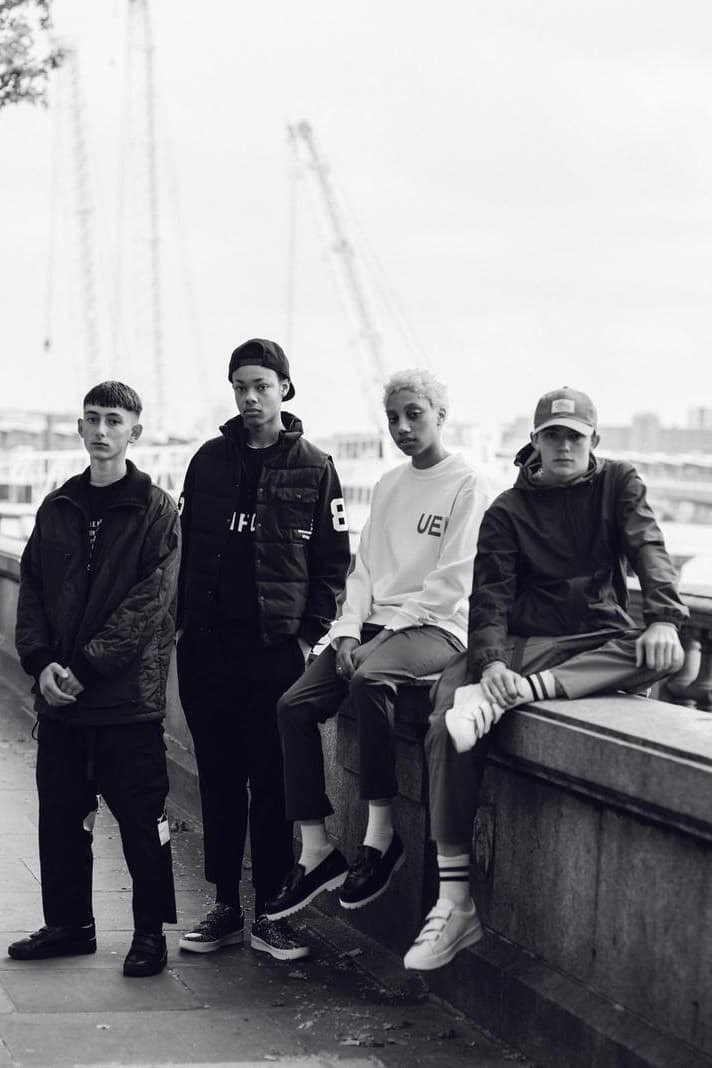 uniform experiment Fall/Winter 2019 Lookbook Jackets Vests Long Sleeves Sweatshirts Hoodies Hats Gray Black White Red Brown