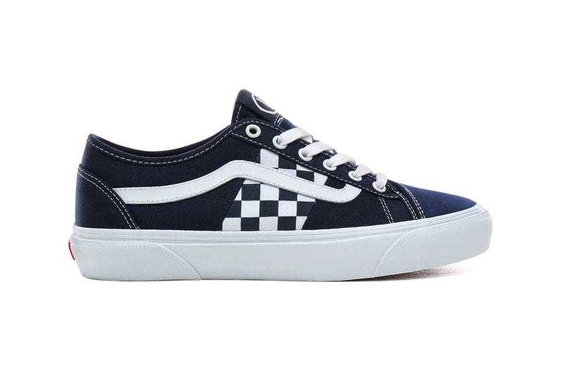 Vans BESS NI Orange Pop Knockout Pink Navy Stv Billys exclusive waffle sole white laces checkers side stripes midsole duo tone asymmetrical 