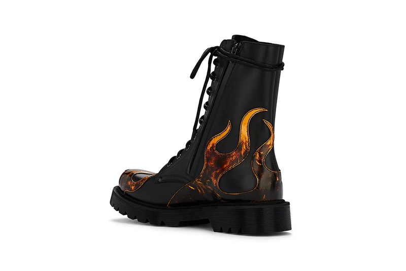 Vetements Flame Detailed Leather Boot Barneys New York Black Orange Yellow