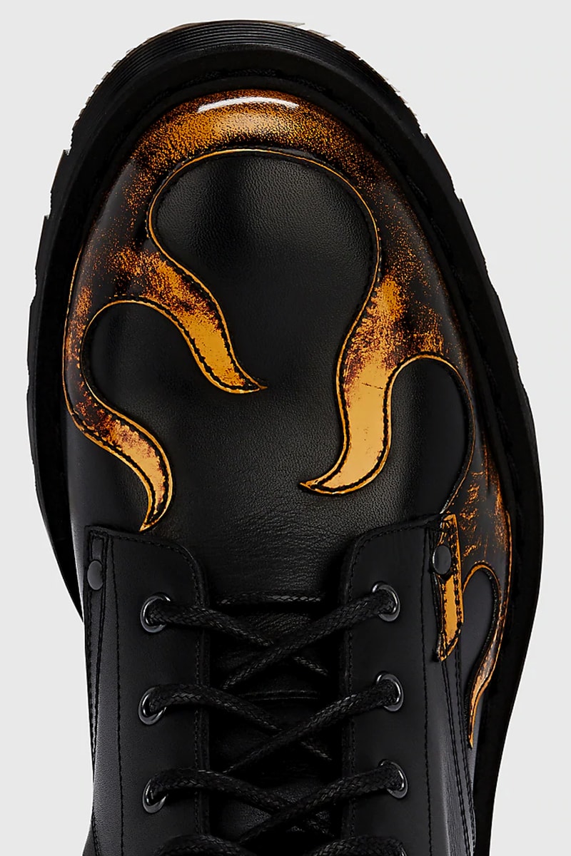 Vetements Flame Detailed Leather Boot Barneys New York Black Orange Yellow