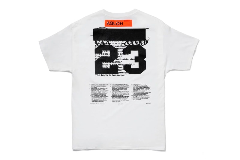 Virgil Abloh x Simon Brown MCA Chicago Apparel release info drop date price stockist museum of contemporary art "FIGURES OF SPEECH" exhibition off-white pyrex FOS # blue hoodie tees t-shirts