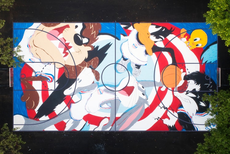 Artists Evan Rossell & Dee Rosse Reimagine the 'Tune Squad' in New Basketball Court Mural