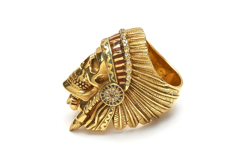 Wes Lang x The Great Frog Native American Chief 18K Yellow Gold Reaper Ring 925 Sterling Silver 18K Mixed Gold Fine Jewelry London Dover Street Market E-Shop