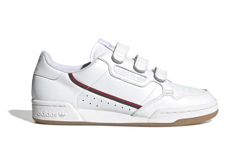 adidas Originals Continental 80 Velcro Cloud White Collegiate Green Scarlet Gucci Colorway Black Maroon Glow Blue Colorways Release Information Retro Sneaker Three Stripes 