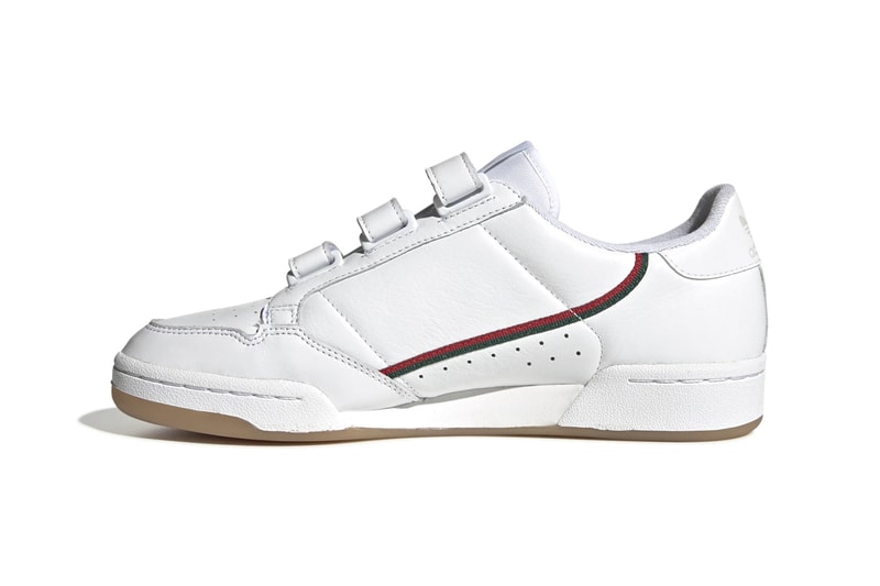 adidas Originals Continental 80 Velcro Cloud White Collegiate Green Scarlet Gucci Colorway Black Maroon Glow Blue Colorways Release Information Retro Sneaker Three Stripes 