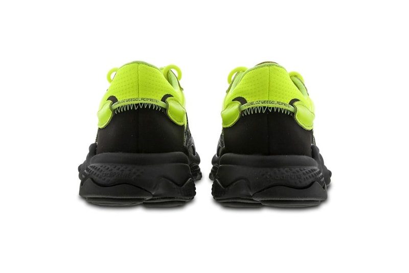 adidas Originals Ozweego "Solar Yellow / Black / White" Foot Locker EU Exclusive Pair Sneaker Release Information adiPRENE Cushioning Neon Y2K 2000s Three Stripes 3M Detailing Reflective Trefoil 
