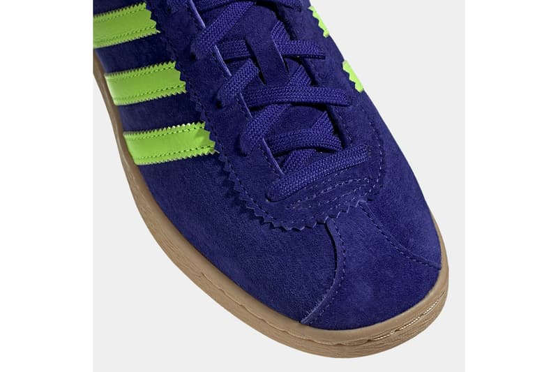 adidas Originals Stadt New Sneaker Release Information Drop Date Tobacco Inspiration Trimm Star "Glow Green/Gold Metallic" "Real Purple/Solar Yellow" Gum Sole Unit Three Stripes Adi Dassler German City