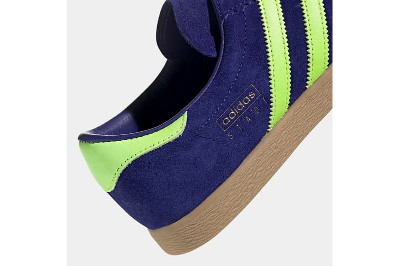 adidas Originals Stadt New Sneaker Release Information Drop Date Tobacco Inspiration Trimm Star "Glow Green/Gold Metallic" "Real Purple/Solar Yellow" Gum Sole Unit Three Stripes Adi Dassler German City