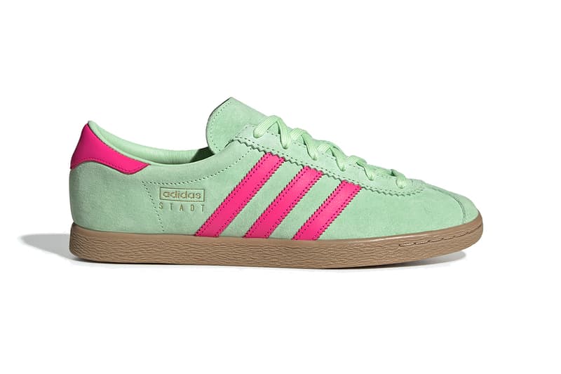 adidas Originals Stadt New Sneaker Release Information Drop Date Tobacco Inspiration Trimm Star "Glow Green/Gold Metallic" "Real Purple/Solar Yellow" Gum Sole Unit Three Stripes Adi Dassler German City