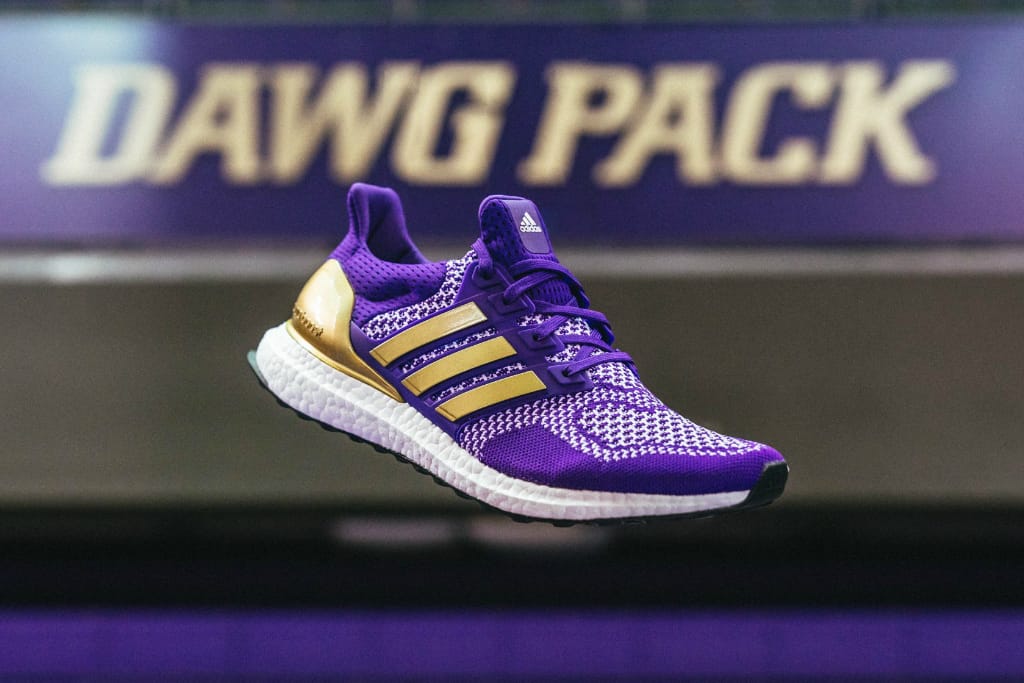 purple and gold adidas shoes
