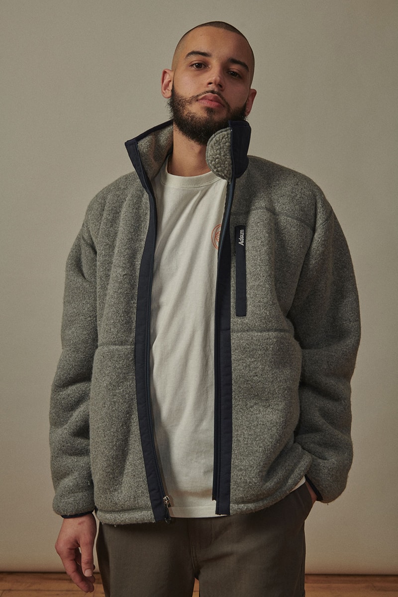 Adsum Fall Winter 2019 FW19 Lookbook Collection Drop One First Release Williamsburg, Brooklyn Flagship Opening Store Napa Valley Workwear Coats Trousers Shirts Jackets Hoodies Pop Colors Sportswear Items new Herringbone Work Jacket Designer Pete Macnee Utility Pant