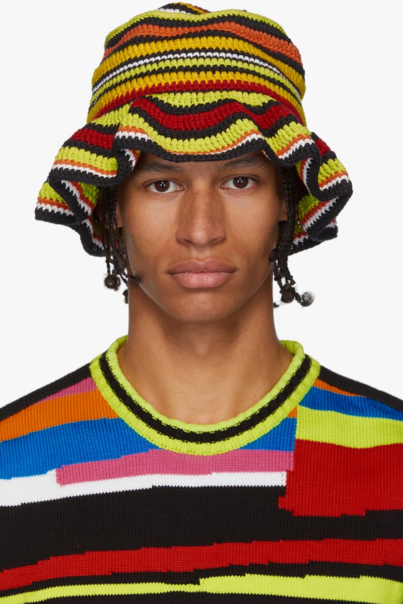 agr knitwear british emerging brand ssense release interview exclusive multicolor tie dye crochet bucket hats sweaters vest cargo pants shorts alicia robinson