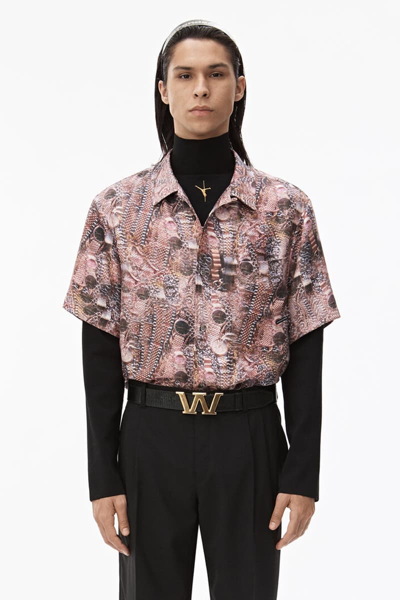 Alexander Wang Locharron Wool Shirt Printed Silk Short Sleeve Heavy Terry Hybrid Hoodie black watches new york baseball tee pinstripes deconstructed 