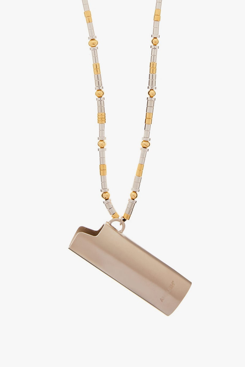 AMBUSH Lighter Case Cord Necklace Yoon Ahn Gold Silver Toned Sterling Beaded Chain 'The Man Who Fell to Earth' David Bowie Pendant Fall Winter 2019 FW19 