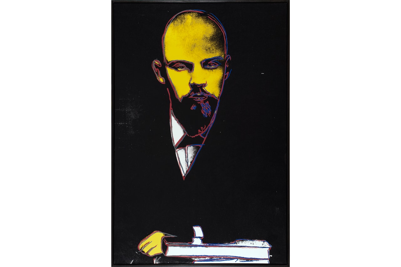 Phillips London Auction Gallery Bernd Klüser "Andy Warhol's Lenin" Exhibit Pink Red Black Yellow Blue White 