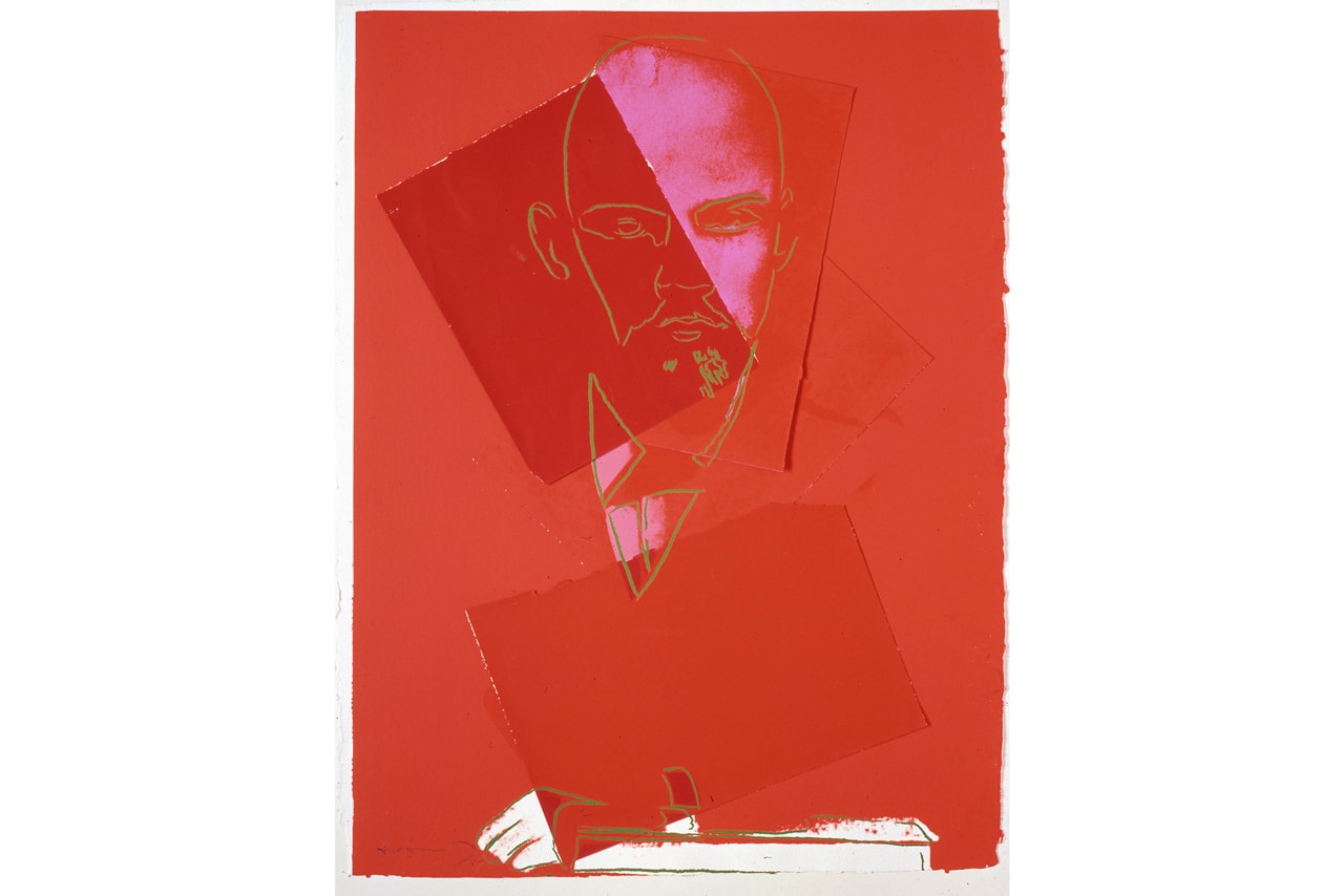 Phillips London Auction Gallery Bernd Klüser "Andy Warhol's Lenin" Exhibit Pink Red Black Yellow Blue White