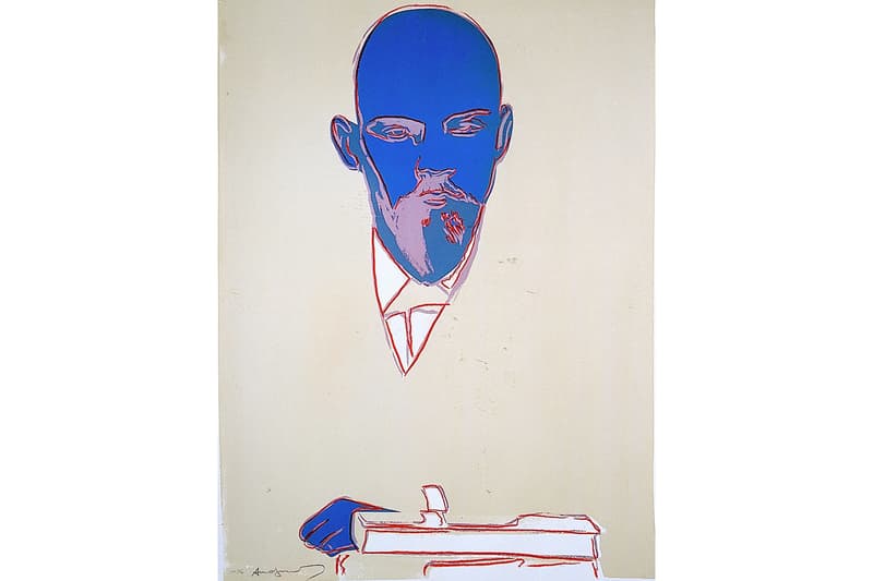 Phillips London Auction Gallery Bernd KlÃ¼ser "Andy Warhol's Lenin" Exhibit Pink Red Black Yellow Blue White 
