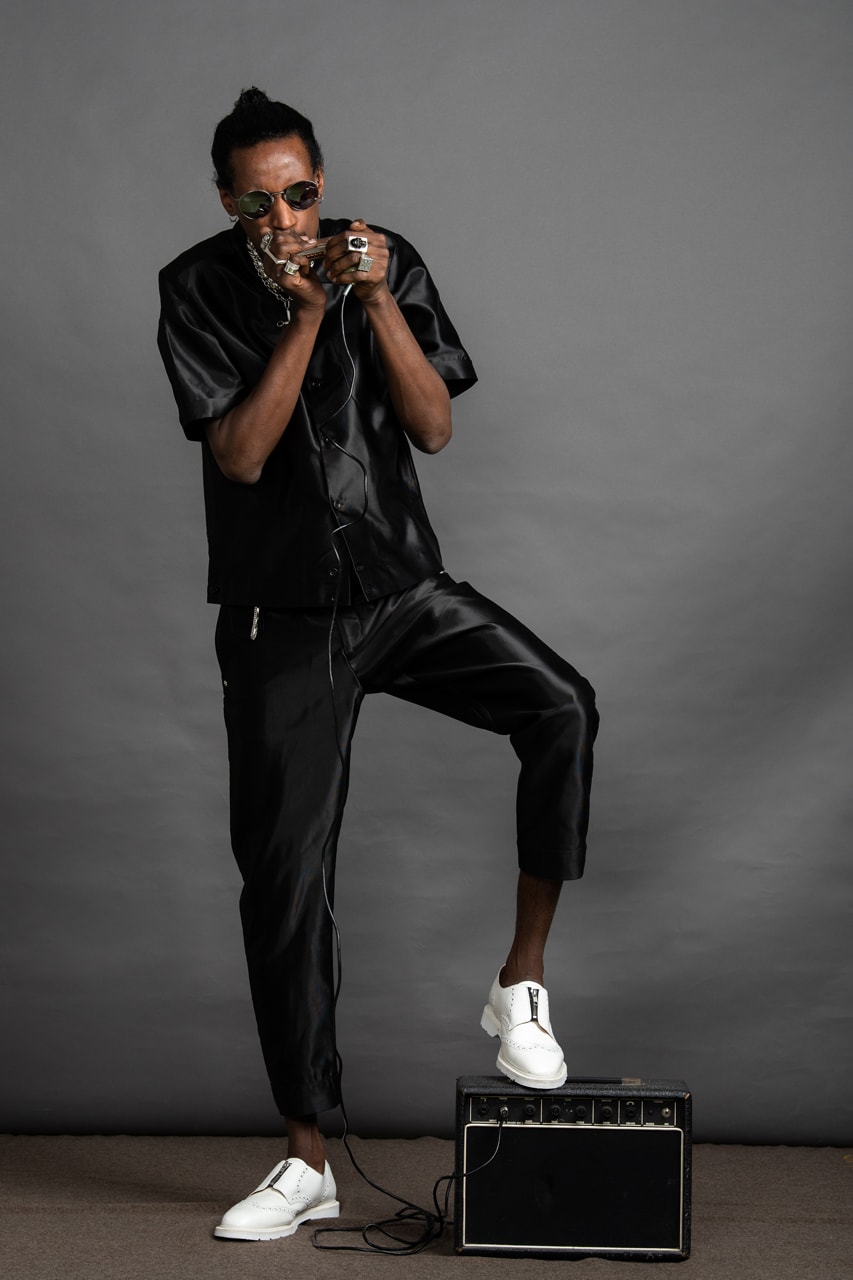 Art Comes First Fall/Winter 2019 Collection Electric Church Jackets Pants Shirts Hats Black Leather Fringe Studs Chains Cross Textiles Avery Dennison