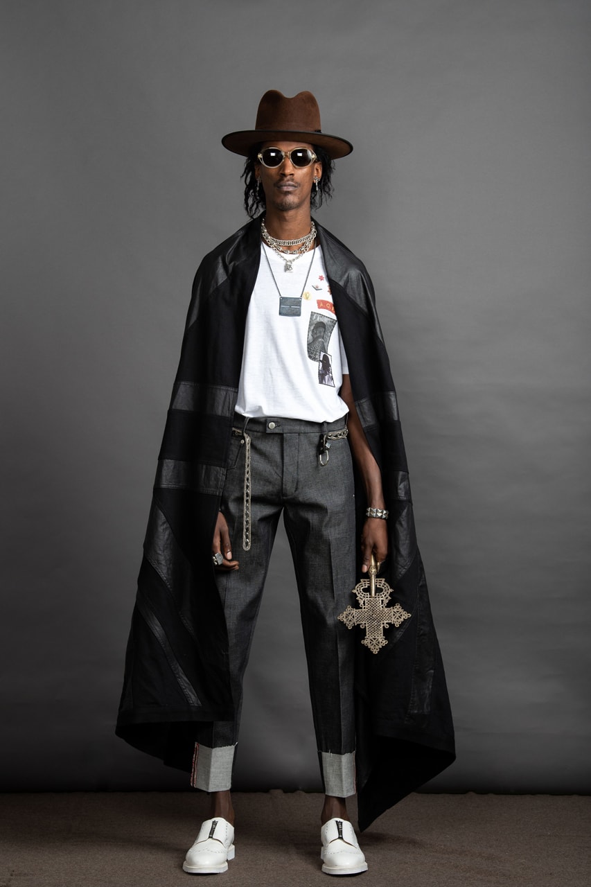 Art Comes First Fall/Winter 2019 Collection Electric Church Jackets Pants Shirts Hats Black Leather Fringe Studs Chains Cross Textiles Avery Dennison