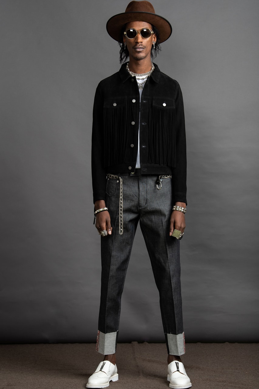 Art Comes First Fall/Winter 2019 Collection Electric Church Jackets Pants Shirts Hats Black Leather Fringe Studs Chains Cross Textiles Avery Dennison