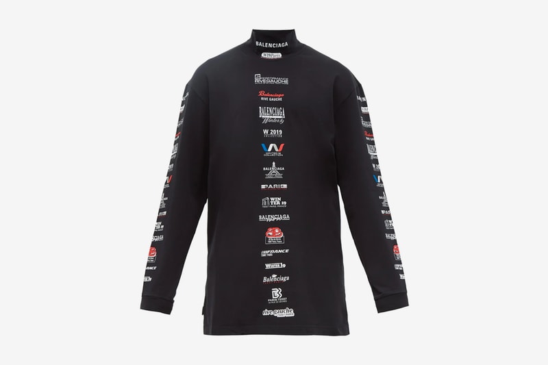 Balenciaga Multi Logo High-Neck Cotton T-shirt logos france paris 