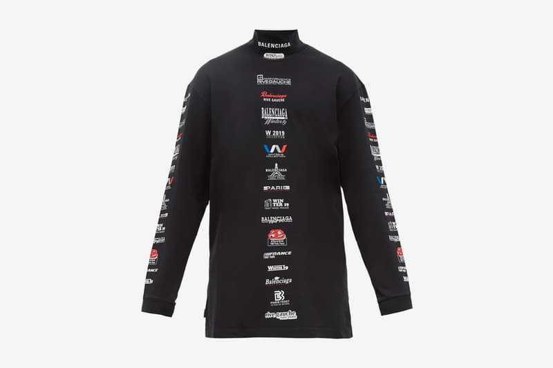 Balenciaga Multi Logo High Neck Cotton T Shirt Hypebeast