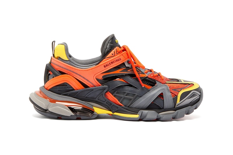 Balenciaga Track.2 Sneaker Orange Yellow Grey Panelled Trainers Footwear Drop Release Information Cop MATCHESFASHION.COM Demna Gvasalia SS19 Spring Summer 2019 172 Components Mesh Nylon 