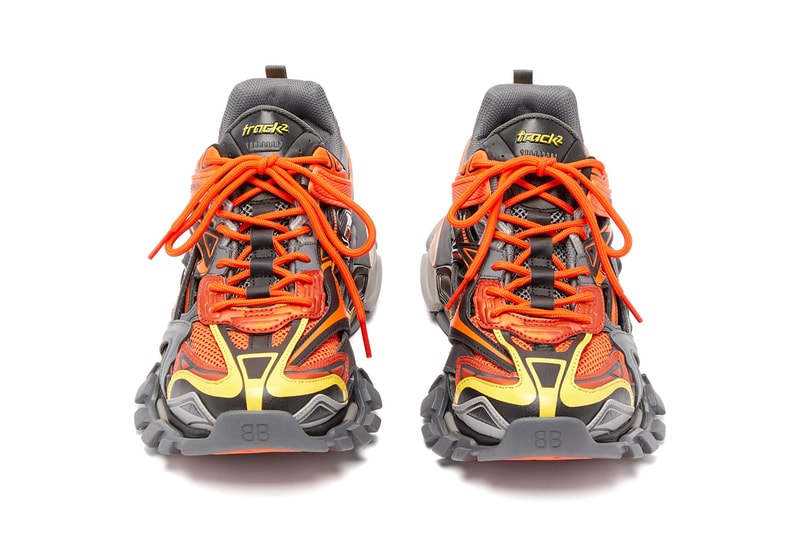 Balenciaga Track.2 Sneaker Orange Yellow Grey Panelled Trainers Footwear Drop Release Information Cop MATCHESFASHION.COM Demna Gvasalia SS19 Spring Summer 2019 172 Components Mesh Nylon 