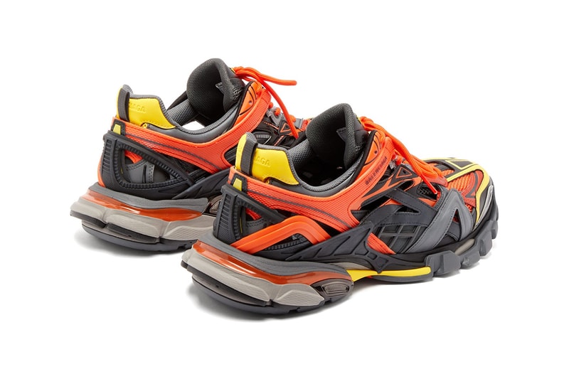 Balenciaga Track.2 Sneaker Orange Yellow Grey Panelled Trainers Footwear Drop Release Information Cop MATCHESFASHION.COM Demna Gvasalia SS19 Spring Summer 2019 172 Components Mesh Nylon 