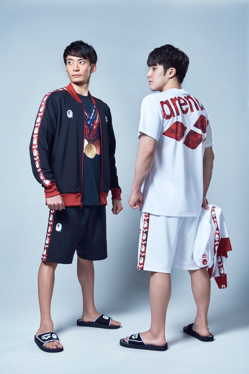 BAPE arena Swimwear Collection a bathing ape capsules swim trunks swimsuits googles flutter kick board ape head towels abc camo Swimwear lookbooks collaborations 