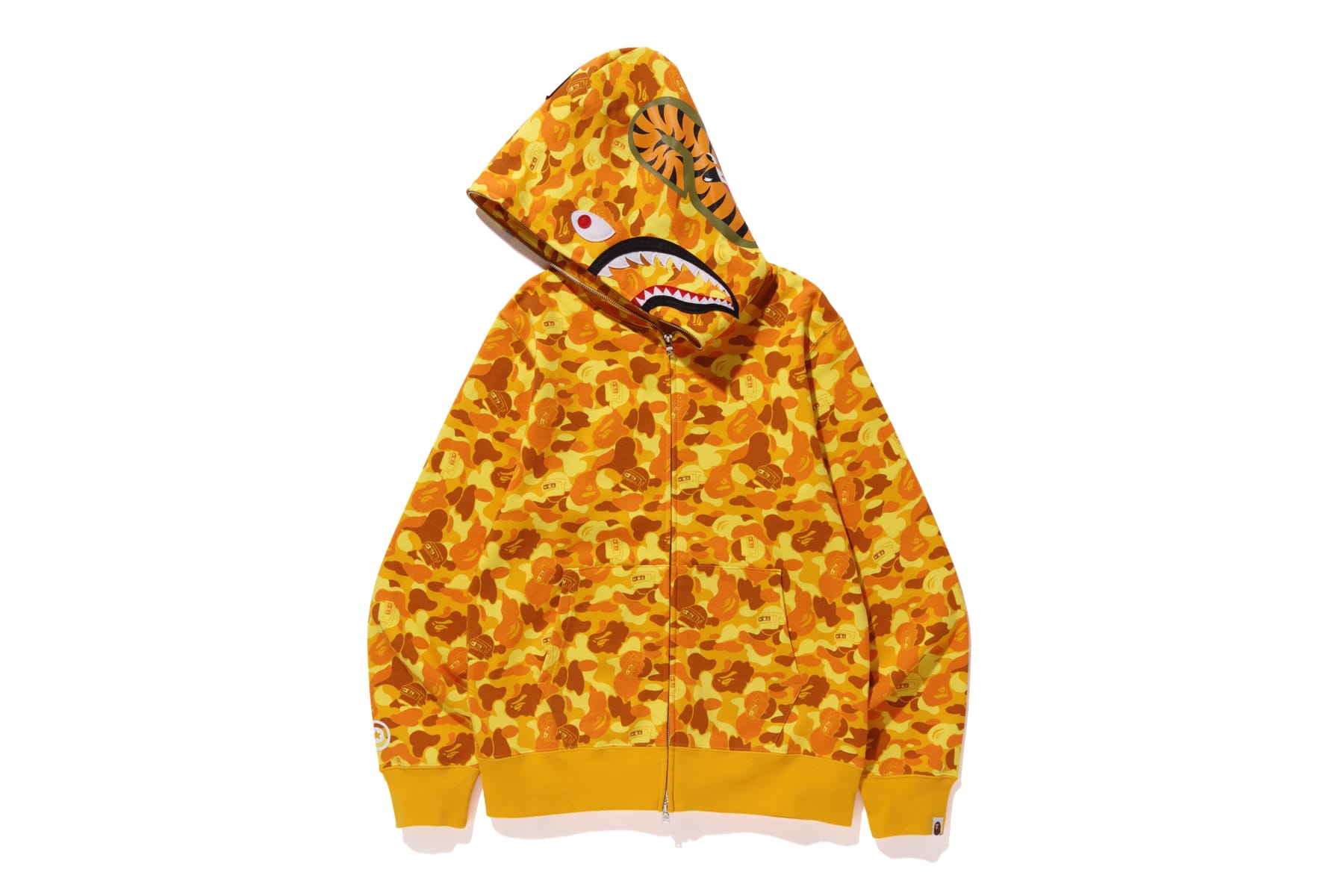 bape shark hoodie orange camo