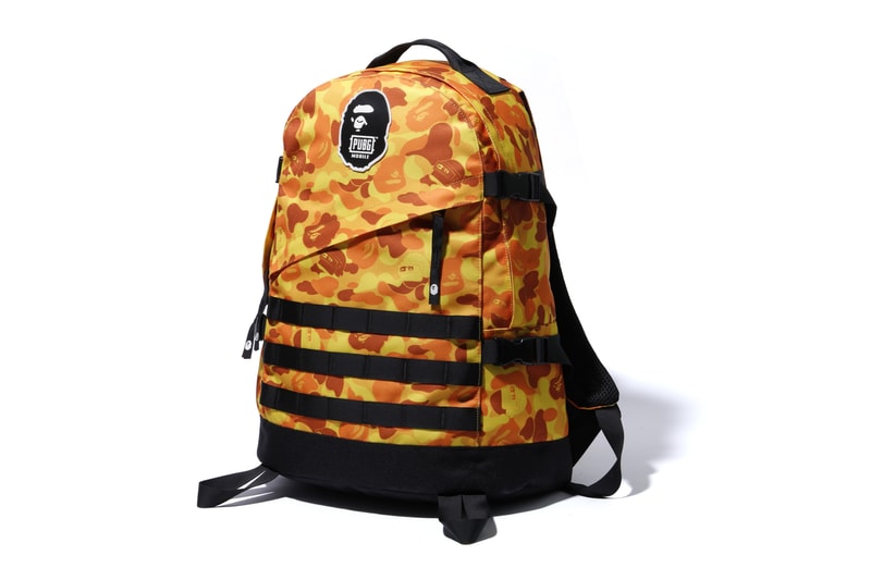 PUBG x BAPE Capsule Collection a bathing ape mobile games a bathing ape shark hoodie backpack orange camo ape head collaborations