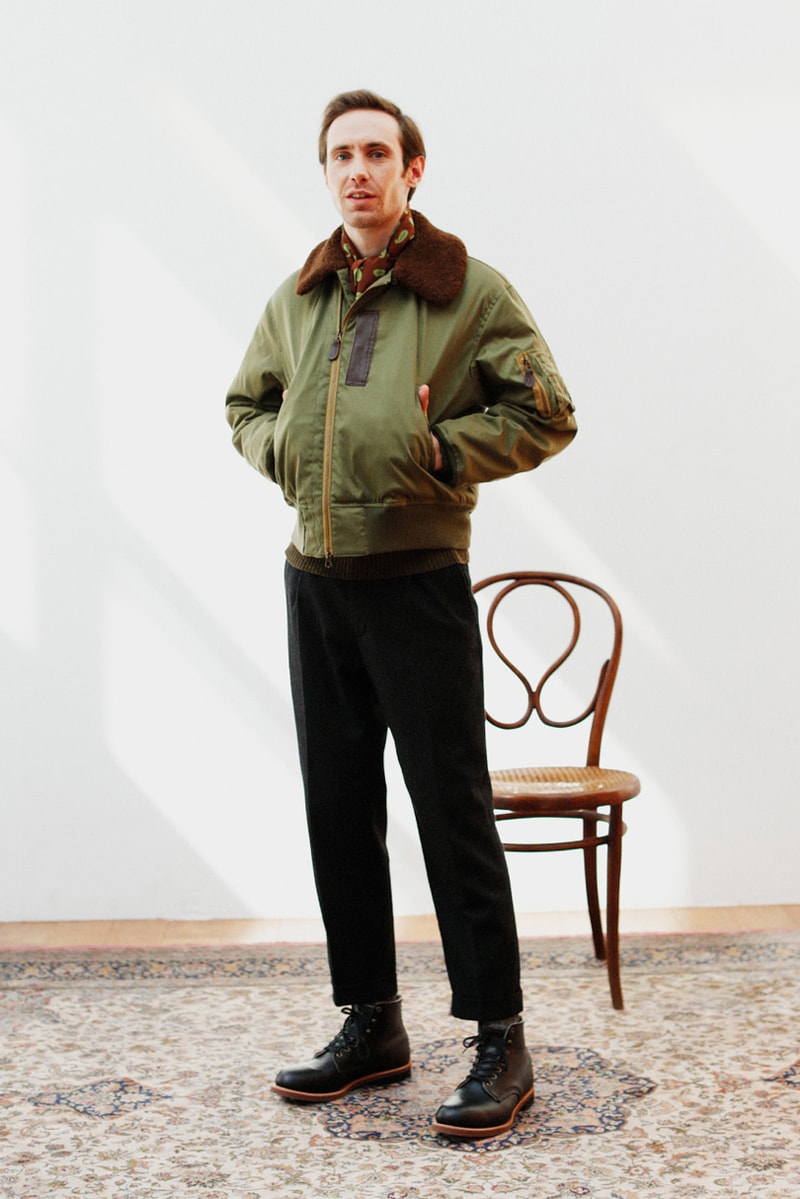Beams Plus Fall/Winter 2019 Lookbook Collection Jackets Cardigans Shirts Coats Argyle Flannel Tweed Scarves Beanies Caps Blue Green Red Yellow Orange Black White Gray