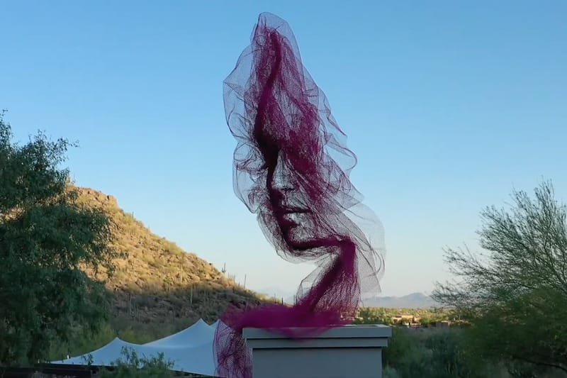 Benjamin Shine Erects Giant Net-Like Sculpture of a Human Face