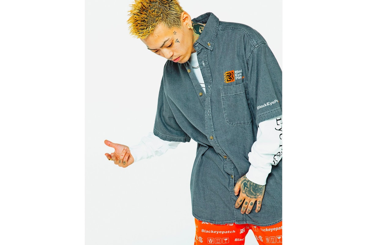 BlackEyePatch Fall Winter 2019 Collection Lookbook Japanese streetwear release info date 2000s Hip Hop RnB New Graphics Wavy 3M Denim Knitwear Embroidery Mazda MX5 Orange Blue Racing Techwear