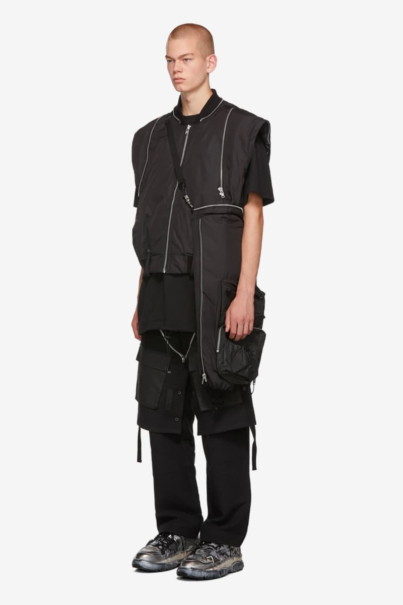 Blackmerle SSENSE Exclusive Black Hooded Bomber Jacket ma-1 bomber jacket tech flight coat warm korean ssense 