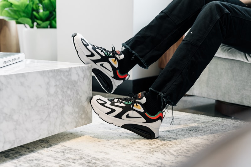 Closer Look at FILA Disrupter 2 Zebra and Nike Air Max 200 available exclusively at Bloomgindale's chunky heel print colorful sneakers department store